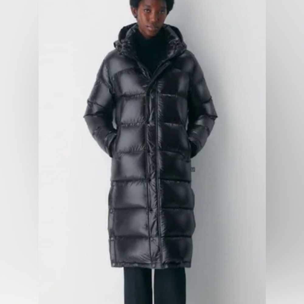 Aritzia Black Hi Gloss Black Super Puff Coat